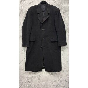 Men's Silver Cloud Cashmere Wool Italian Dark Gray Full Length Overcoat 42R